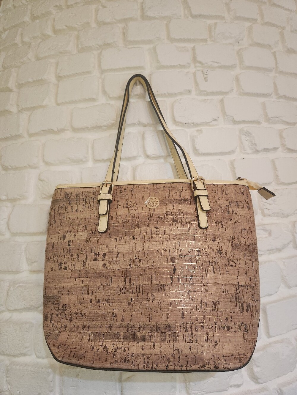 Anne Klein Women's Yellow Faux Leather & Cork-Pattern Tote Bag
